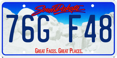 SD license plate 76GF48