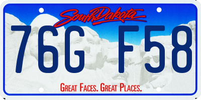 SD license plate 76GF58