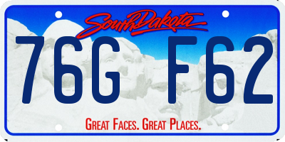 SD license plate 76GF62
