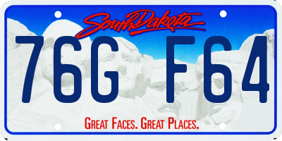 SD license plate 76GF64