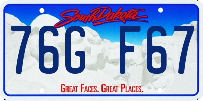SD license plate 76GF67