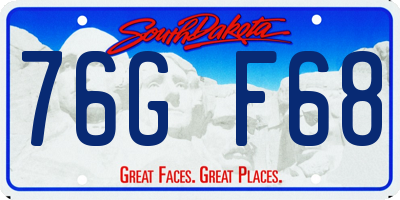 SD license plate 76GF68