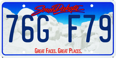 SD license plate 76GF79