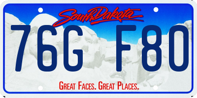 SD license plate 76GF80