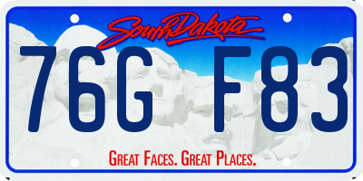 SD license plate 76GF83