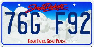 SD license plate 76GF92