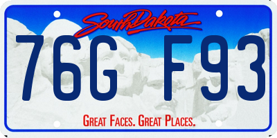 SD license plate 76GF93