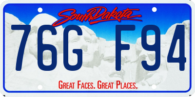 SD license plate 76GF94