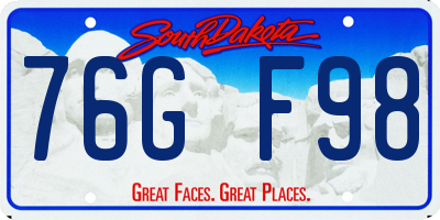 SD license plate 76GF98