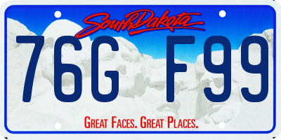 SD license plate 76GF99