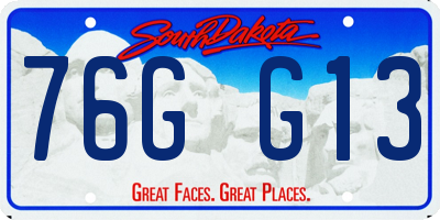 SD license plate 76GG13