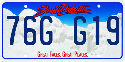 SD license plate 76GG19