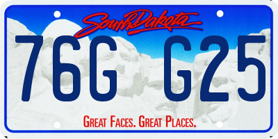 SD license plate 76GG25