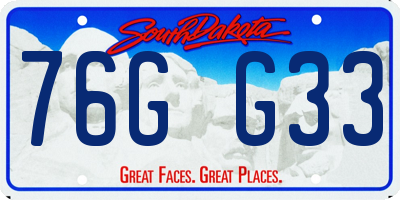 SD license plate 76GG33