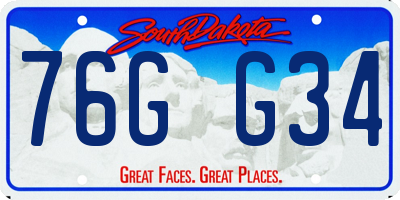 SD license plate 76GG34
