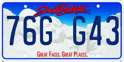 SD license plate 76GG43