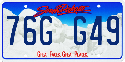 SD license plate 76GG49