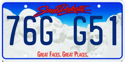 SD license plate 76GG51