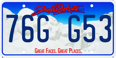 SD license plate 76GG53