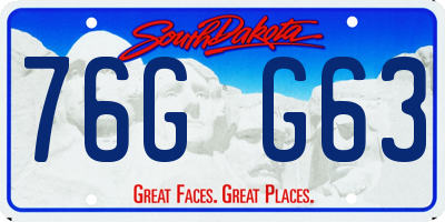 SD license plate 76GG63