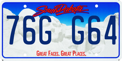 SD license plate 76GG64