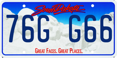 SD license plate 76GG66