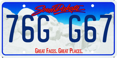 SD license plate 76GG67