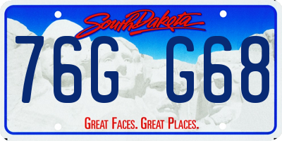 SD license plate 76GG68