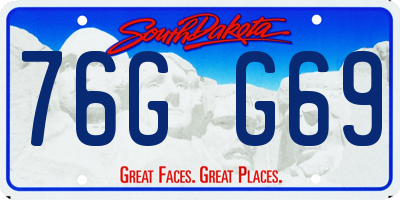 SD license plate 76GG69