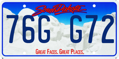 SD license plate 76GG72