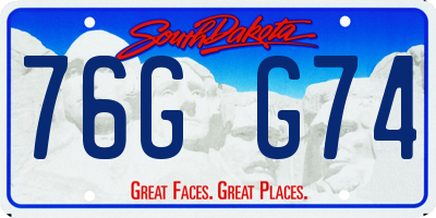 SD license plate 76GG74