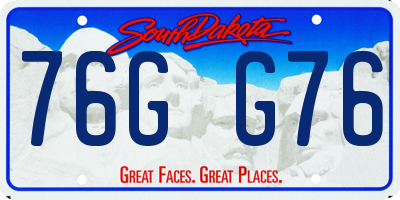SD license plate 76GG76