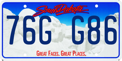SD license plate 76GG86