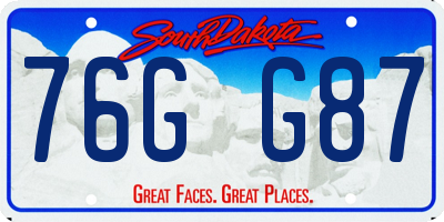 SD license plate 76GG87