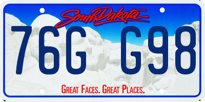 SD license plate 76GG98