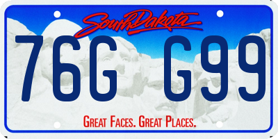 SD license plate 76GG99