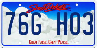 SD license plate 76GH03