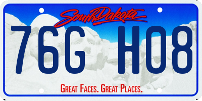 SD license plate 76GH08