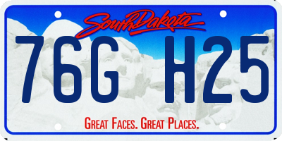 SD license plate 76GH25