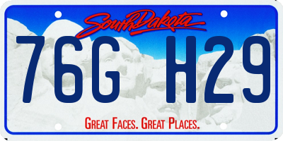SD license plate 76GH29