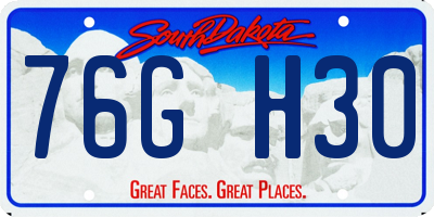 SD license plate 76GH30