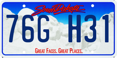 SD license plate 76GH31
