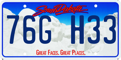 SD license plate 76GH33