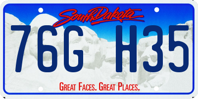 SD license plate 76GH35