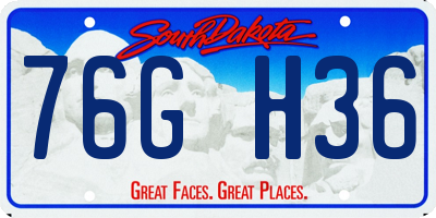 SD license plate 76GH36