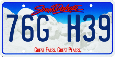 SD license plate 76GH39