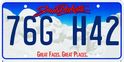 SD license plate 76GH42