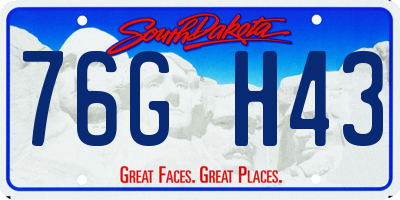 SD license plate 76GH43