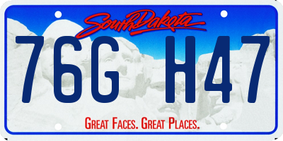 SD license plate 76GH47