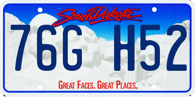 SD license plate 76GH52